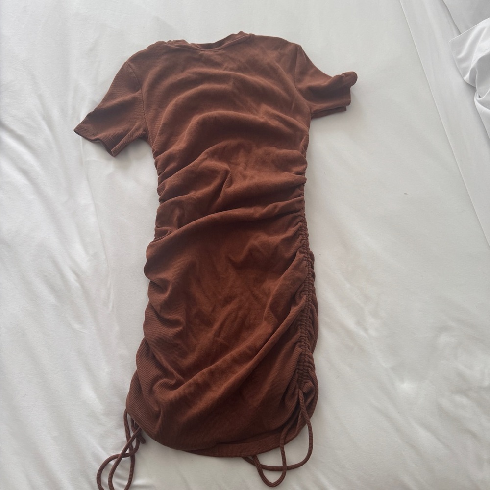 Zara Rust Ribbed Knit Dress - Picture 2 of 3